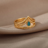 Crown Green Double Layer Hollow Ring – Unique Gift Ideas — 10