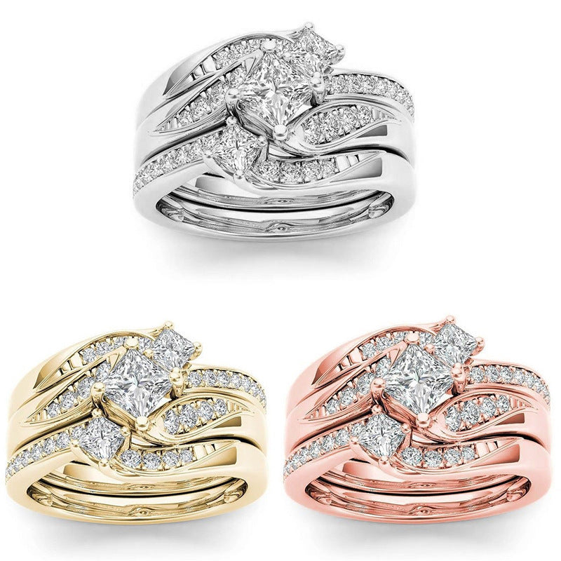 Electroplated 18k Gold Rose Gold Diamond Zircon Ring – Practical Gifts — 1