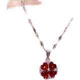 Sterling Silver Red Zircon Lucky Grass Collar Chain – Everyday Gifts — 3