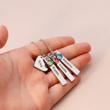Birthday Stone Peach Heart Square Necklace – Jewelry Gift Ideas — 3