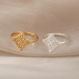 Diamond-shaped Hollowed Out Flower Ring Female I – Jewelry Gift Ideas — 1