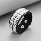Row Cuspidal Spikes Rivet Stud Wide Cuff Leather – Jewelry Gift Ideas — 6