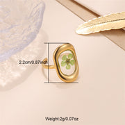 Women's Stainless Steel Preserved Fresh Flower Ring – Gifts for Her — 7