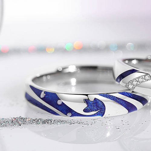 Couple Ring Sterling Silver Niche Design Enamel – Gifts for Couples — 2