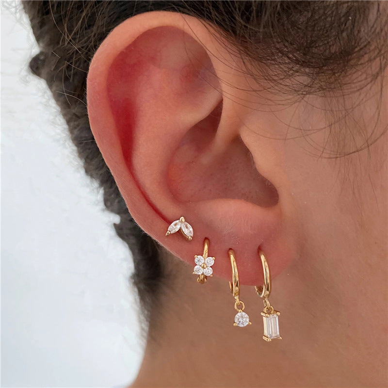 Women's Geometric Flower Zircon Earrings – Gifts for Her — 1
