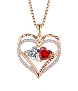 S925 Silver Double Love Necklace With Rhinestones – Gifts for Couples — 2