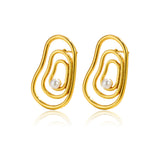 Vortex Oval Line Pearl Stud Earrings Exaggerated – Holiday Gift Ideas — 4