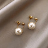 Round Face Slim Pearl Tassel Earrings – Everyday Gifts — 6