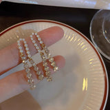 Needle Pearl Rhinestone Tassel Earrings Light – Special Occasion Gifts — 3