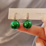 Women's Fashion Temperament Green Large Pearl Earrings – Stylish Gifts — 2