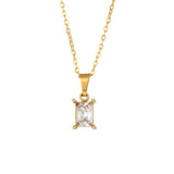 Stainless Steel Simple Square Zircon Pendant – Jewelry Gift Ideas — 8