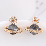 Women's Green Diamond Saturn Stud Earrings – Gifts for Her — 5