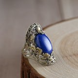 S925 Silver Vintage Craft Fashion Lapis Lazuli Ring – Stylish Gifts — 4