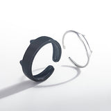 Black White Cat Sterling Silver Couple Ring – Gifts for Couples — 2