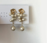 Pearl Frosted Flower Earrings Bridal Stud Earrings – Gifts for Her — 1