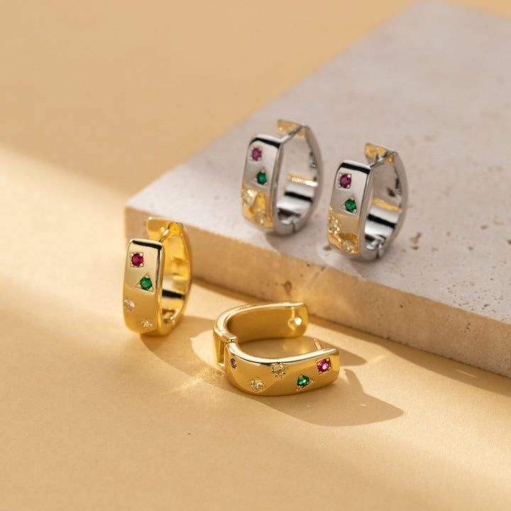 Personalized Multi-color Square Zircon Earrings – Surprise Gifts — 1