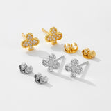 Sterling Silver Clover Stud Earrings Minimalist – Holiday Gift Ideas — 3