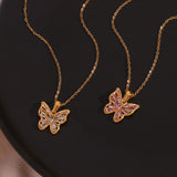 Stainless Steel Hollow Zircon Butterfly Pendant – Jewelry Gift Ideas — 1