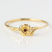 12yue Flower Birthstone Ring Copper Inlaid Zircon – Everyday Gifts — 9