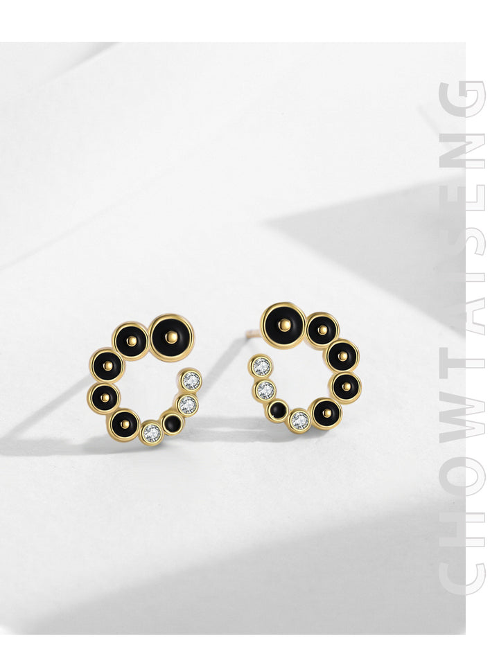 S925 Silver Black Round Micro Zircon-encrusted Stud – Practical Gifts — 2