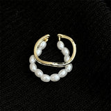 Women's Shaped Small Rice-shaped Beads Oval Pearl Ring – Gifts for Her — 7