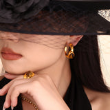 Tigereye C- Shaped Earrings Open Ring – Practical Gifts — 7