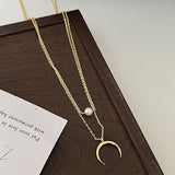 Pearl Moon Double-layer Necklace Female Popular – Jewelry Gift Ideas — 2