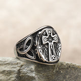 Minimalist Cross Titanium Steel Men's Ring – Gifts for Him — 4