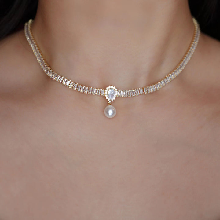 Sparkling Small Pearl Diamond Necklace – Jewelry Gift Ideas — 1