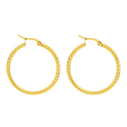 18K Gold-plated Dense Emboss Round Ring Earrings – Holiday Gift Ideas — 5