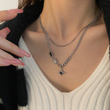 Starlight Square Diamond Double Layer Necklace – Jewelry Gift Ideas — 1