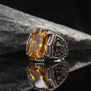 Retro Punk Ge Feng Te Ruby Men's Personalized Ring – Gifts for Him — 3