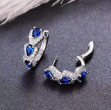 Klein Blue Zirconia Elegant Hoop Earrings – Birthday Gifts — 3