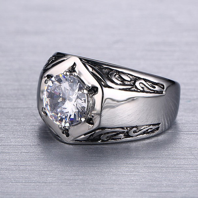 Ring Set With Red Zircon Ornaments In Titanium – Small Gift Ideas — 1