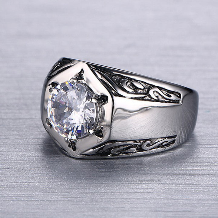 Ring Set With Red Zircon Ornaments In Titanium – Small Gift Ideas — 1