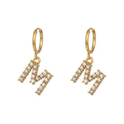 18K Gold Plated Micro Set Zircon Letter Earrings – Gifts for Her — 16