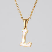 18K Gold Shell Stainless Steel Letter Pendant – Jewelry Gift Ideas — 14
