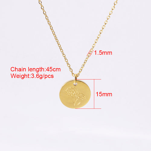 Birthday Flower Stainless Steel Necklace Pendant – Jewelry Gift Ideas — 2