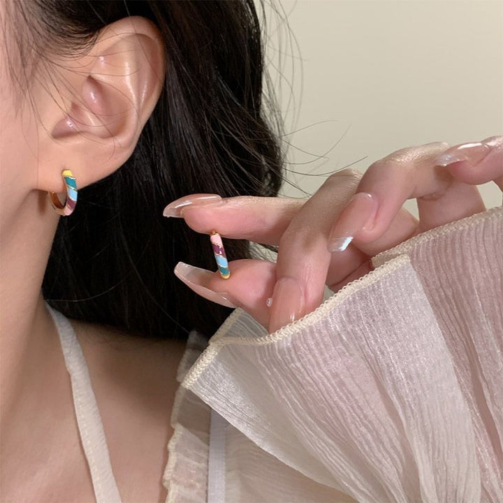 Colored Drip Glaze Enamel Round Ring Earrings – Meaningful Gifts — 1