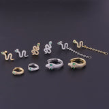 Fine Rod Stainless Steel Green Eyes Zircon Snake Ear – Stylish Gifts — 1