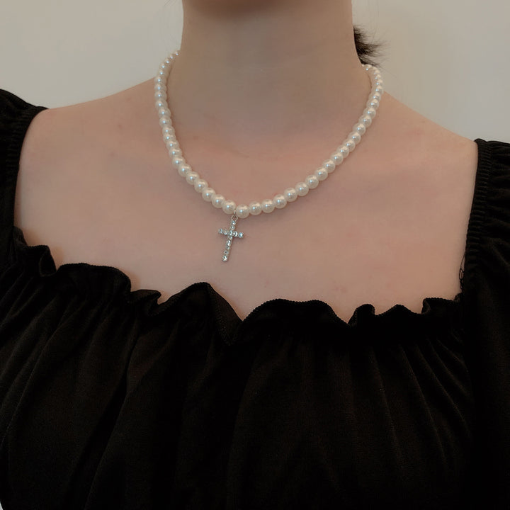 Pearl Clavicle Vintage Diamond Cross Pendant – Jewelry Gift Ideas — 1