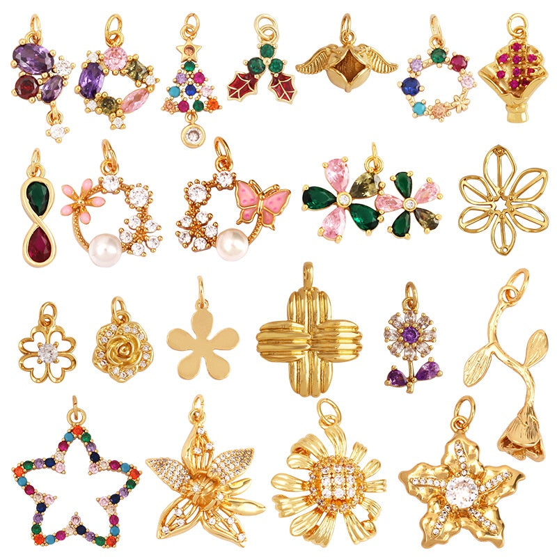 Pure Copper Micro-inlaid Color Flower Zircon Hollow – Small Gift Ideas — 1