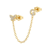 Women's Zircon Butterfly Alphabet One Piece Stud – Gifts for Her — 8