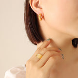 Titanium Steel Gold Plated Simulated Pearl Zircon Inlaid – Gift Ideas — 4