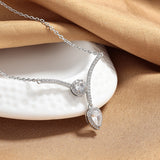 Micro Inlaid Zircon Water Drop V-shaped Necklace – Jewelry Gift Ideas — 3