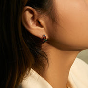 Women's Retro Peach Heart Round Earrings – Gifts for Her — 1
