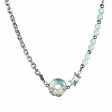 Jade Splice Zircon Titanium Steel Necklace Girl – Jewelry Gift Ideas — 3