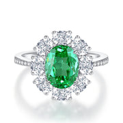 S925 Sterling Silver Emerald Ring Female High Carbon – Gifts for Her — 15