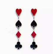 Poker Logo Heart And Diamond Japanese And Korean Earrings – Gift Ideas — 5