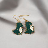 Cute Cool Summer Green Dinosaur Cartoon Earrings – Gift Ideas — 5